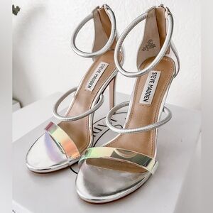 Steve Madden Silver Iridescent Strappy High Heels